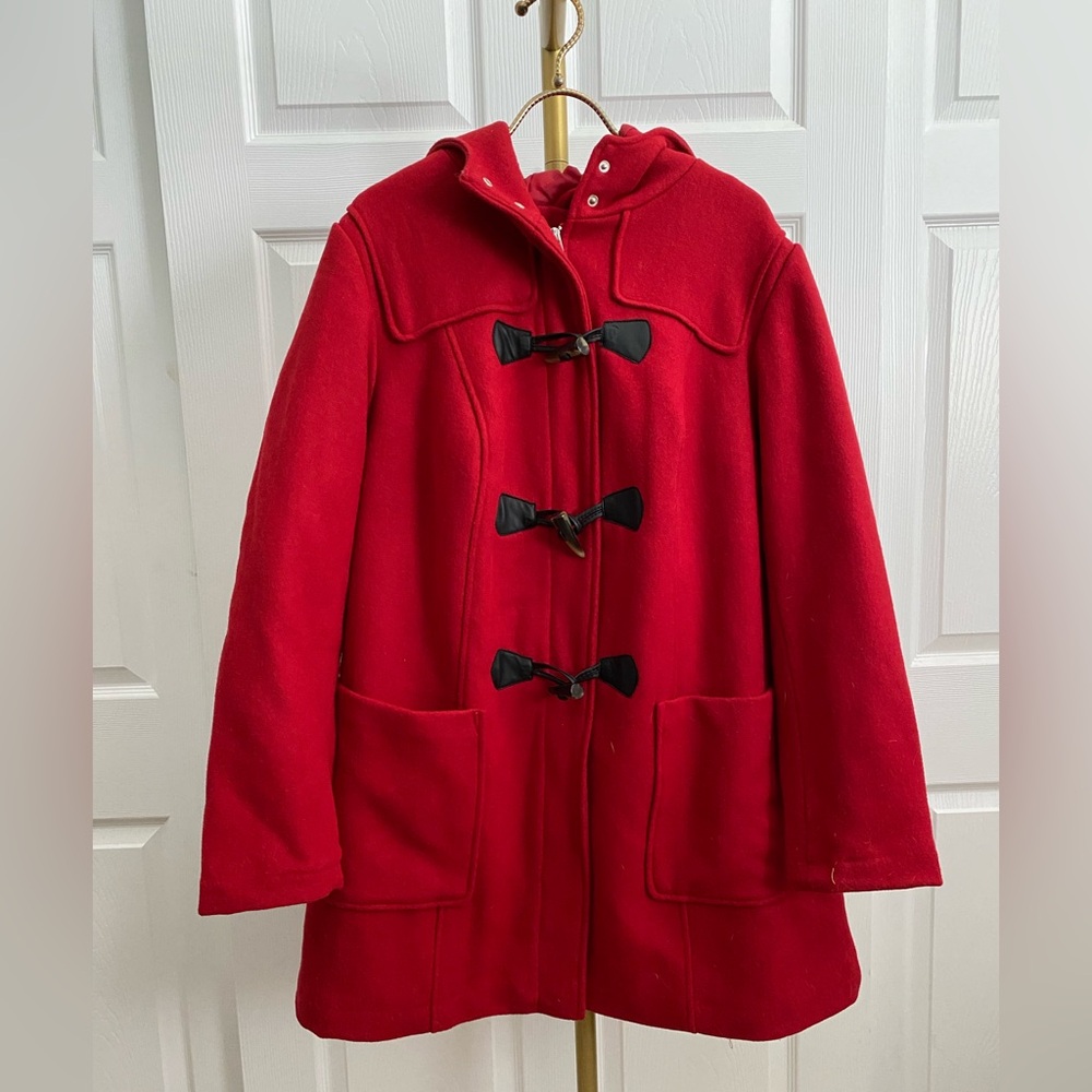 Woman Within Red Toggle Coat